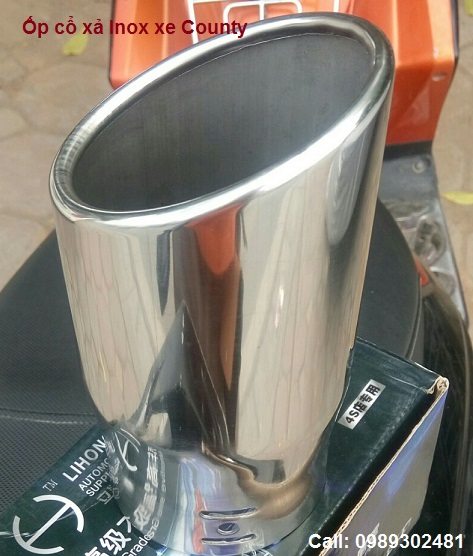 Ốp cổ xả inox xe County, ốp cổ bô inox xe County